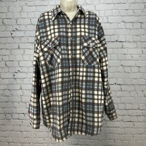 VTG Klondike Blue Plaid Button Up Long Sleeve Flannel Jacket USA Unisex Size L